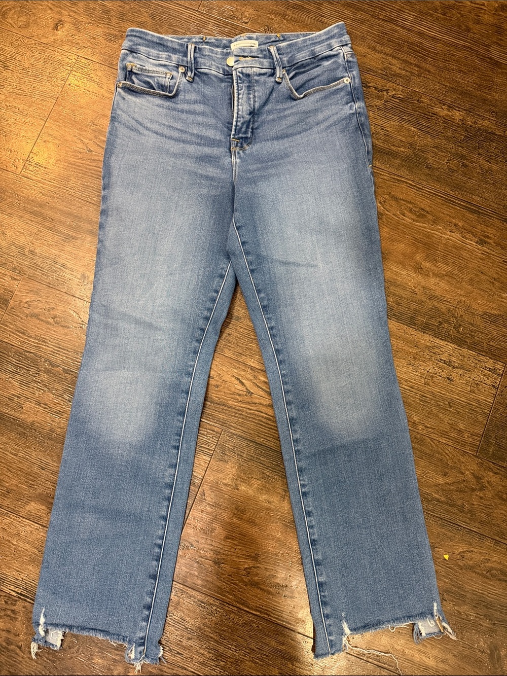 Good American Light Blue Ankle Crop Straight Jeans